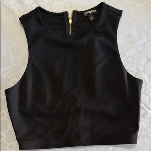 Express Black Crop Top with Gold Zipper